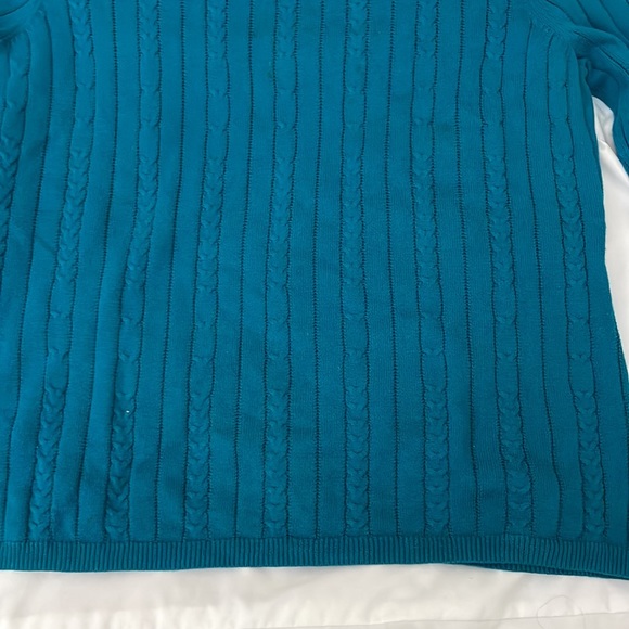 Conrad C womens cable knot teal sweater long sleeve size M. Stretchy material. - Picture 7 of 10